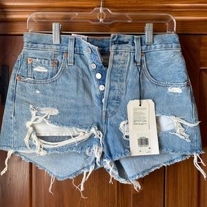 Levi’s 501 high rise denim shorts